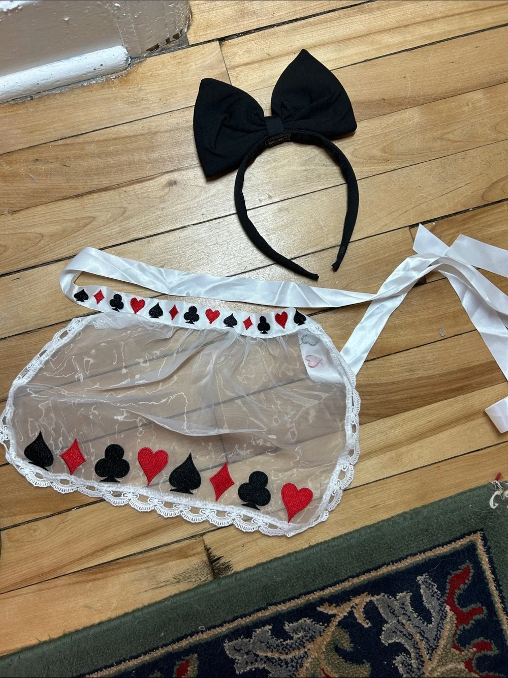 Dolls Kill Black Card Suit Maid Costume with White Apron women’s sz M